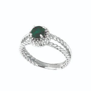 0.65 Carat Natural Diamond and Emerald Ring 14K
